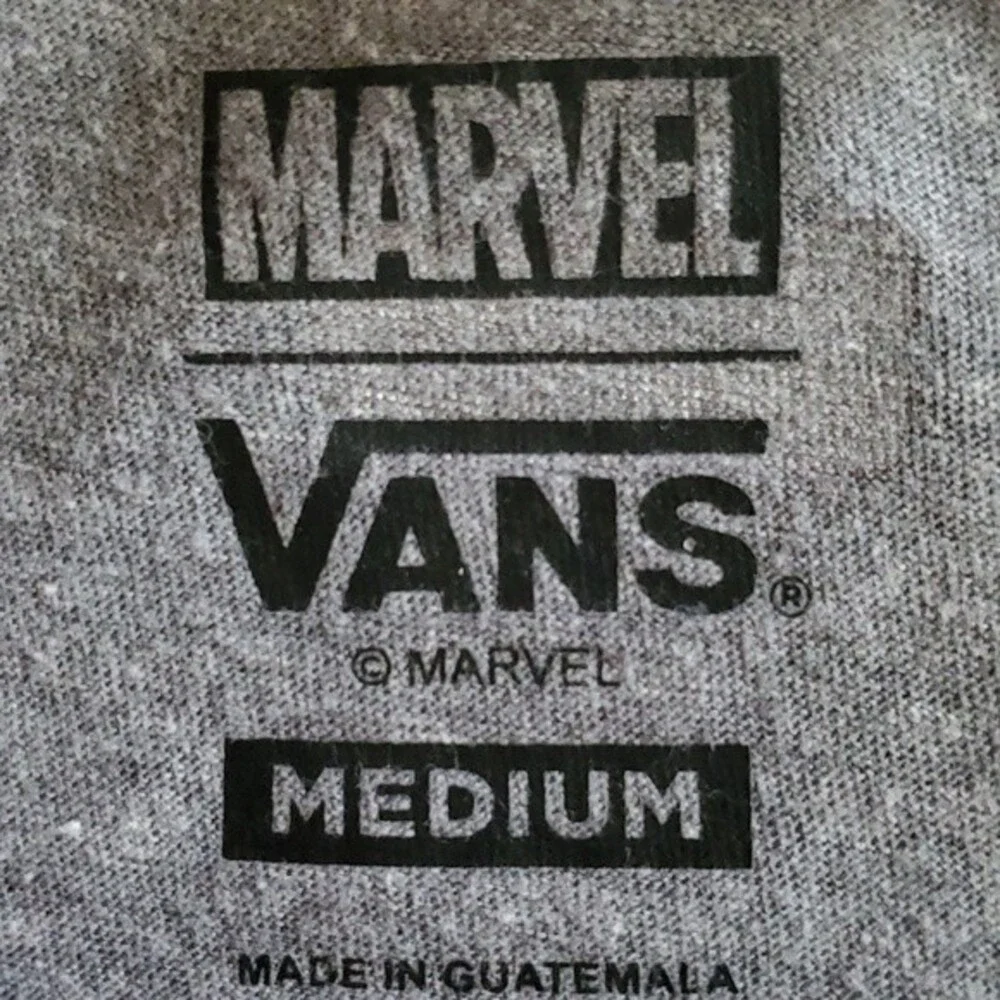 Vans Off The Wall Women's X Captain Marvel Ringer Tee T-Shirt in Grey Racing Red - Picture 5 of 6